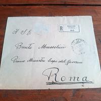 Busta da lettera spedita a Benito Mussolini
