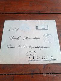 Busta da lettera spedita a Benito Mussolini