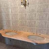 Piano in marmo rosa lavandino doppio per bagno