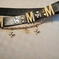 cintura in pelle nera Moschino