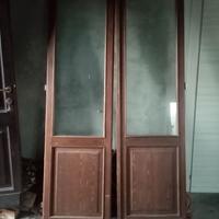3 porte finestre in legno con vetri doppi e manigl