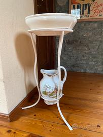 Antico Lavabo a Colonna con Catino e Brocca