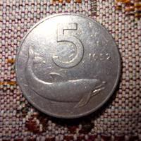 moneta 5 lire delfino 1952