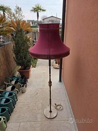 Lampada da terra in ottone e onice anni '50