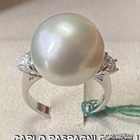 Anello oro 18kt. diamanti perla australiana 23,02