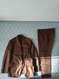 Completo uomo 100% Puro Lino marrone Oviesse Tg.46