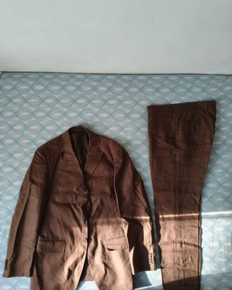 Completo uomo 100% Puro Lino marrone Oviesse Tg.46