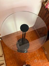 tavolino in vetro temprato e marmo nero