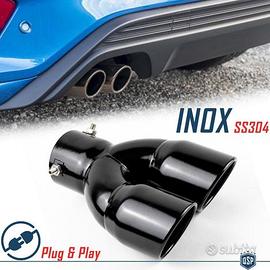 TERMINALE Scarico Doppio Universale ACCIAIO nero