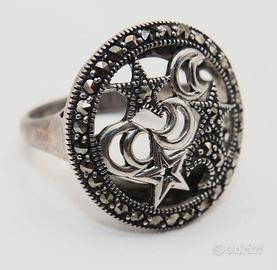 Splendido anello Vintage argento marcasite