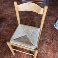 Set  da 4 Sedie Rustiche in Legno e Paglia