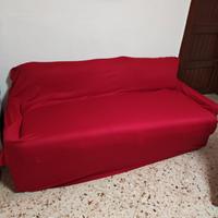 Divano 3 Posti Comodo + Copridivano Rosso Elastici
