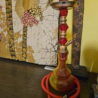 Narghilè / Shisha decorativa in vetro e metallo or