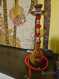 Narghilè / Shisha decorativa in vetro e metallo or