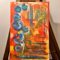 quadro firmato astratto natura elementi colorati 