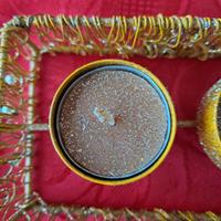 Portacandele in metallo glitterato Oro