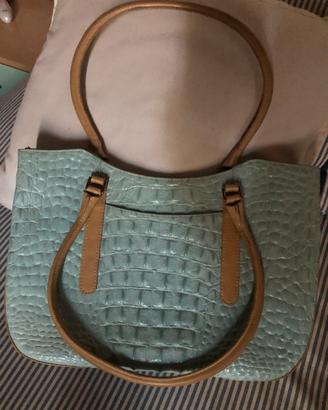 Borsa Krizia in pelle stamoa cocco-azzurro polvere