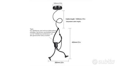 Lampada da soffitto creativa nera - omino