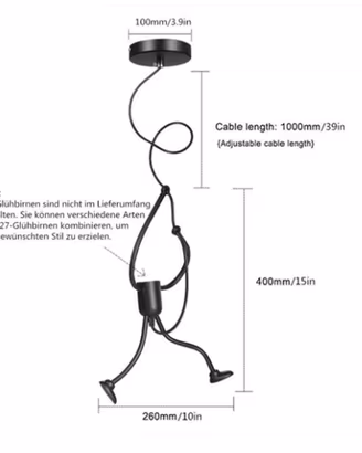 Lampada da soffitto creativa nera - omino