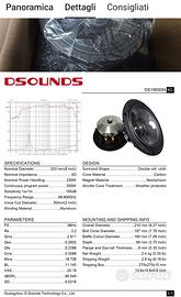 woofer  8 pollici al neodimio da 8 ohm 