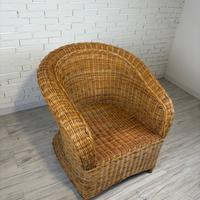 Poltrona in vimini intrecciato anni ’60