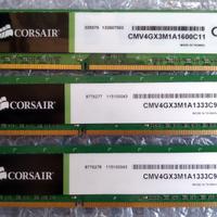 3x Banchi Ram Corsair da 4gb DD3 1333 / 1600 Mhz
