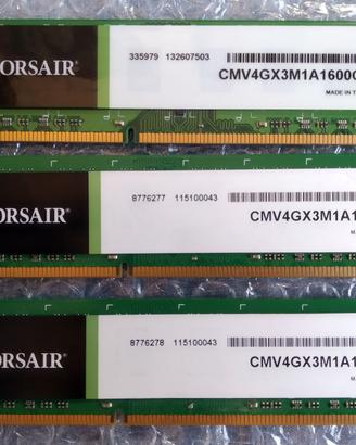 3x Banchi Ram Corsair da 4gb DD3 1333 / 1600 Mhz