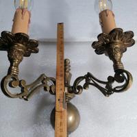 Applique Vintage a 2 Luci in Ottone Brunito