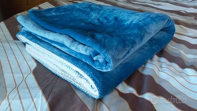 Coperta Blu 220X240cm 100% Flanella/Sherpa