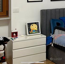 Comodino laccato bianco 3 cassetti soft close