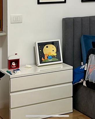 Comodino laccato bianco 3 cassetti soft close