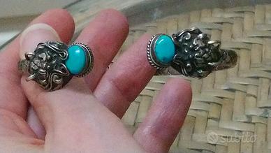 Bracciale Tibetano in argento con turchesi