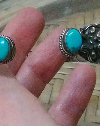 Bracciale Tibetano in argento con turchesi