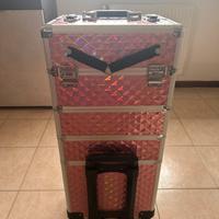 Trolley Beauty Case Professionale Rosa Olografico