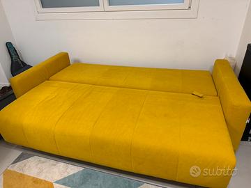 Divano letto giallo senape