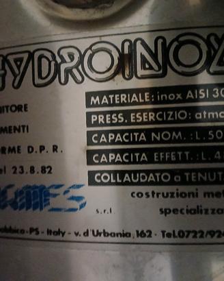 cisterna per alimenti acqua hydroinox 500 litri