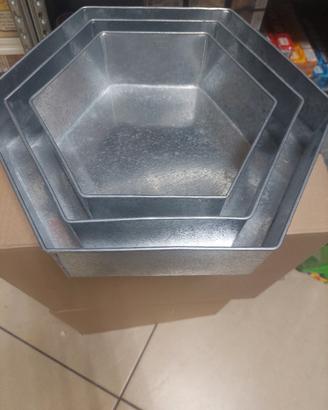 3 teglie a forma di esagono | metallo