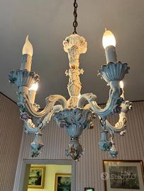 Lampadario in porcellana Capodimonte autentica