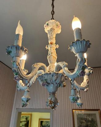 Lampadario in porcellana Capodimonte autentica