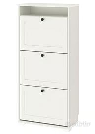 Scarpiera a 3 scomparti, bianco, 61x30x130 cm