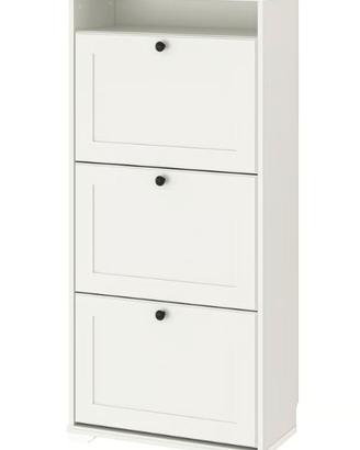 Scarpiera a 3 scomparti, bianco, 61x30x130 cm