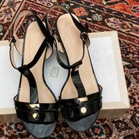 Sandalo basso pelle vernice nera