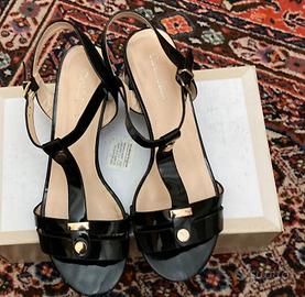 Sandalo basso pelle vernice nera