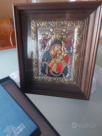 Quadro in legno da appendere  con madonnina  argen