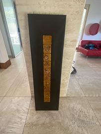 Pannello decorativo in legno e travertino
