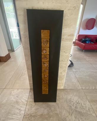 Pannello decorativo in legno e travertino