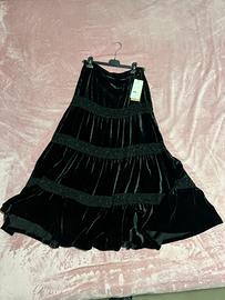 Gonna a balze Burani Velluto in Viscosa