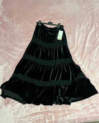 Gonna a balze Burani Velluto in Viscosa