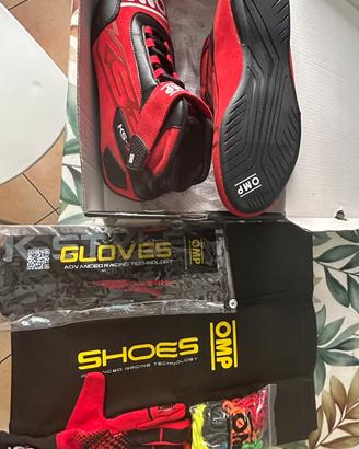Kit kart OMP: scarpe tg.40 + guanti S mai  usati
