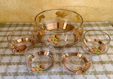 Set ciotole vetro vintage con decoro